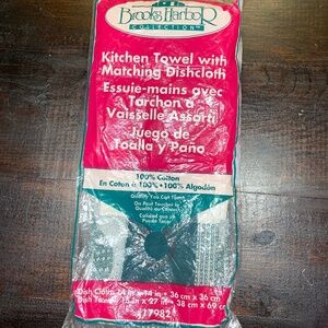 NEW Vintage Brooks Harbor Green Cats Kitchen Towels Dish Cloth‎ 100% Cotton